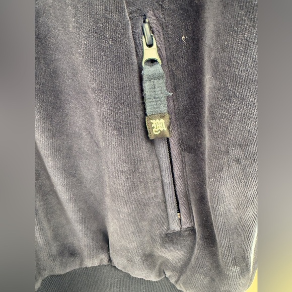Tupac Malachi Rare Zip Up Velour Style Sweater S Y2K VTG Blue - Picture 8 of 12